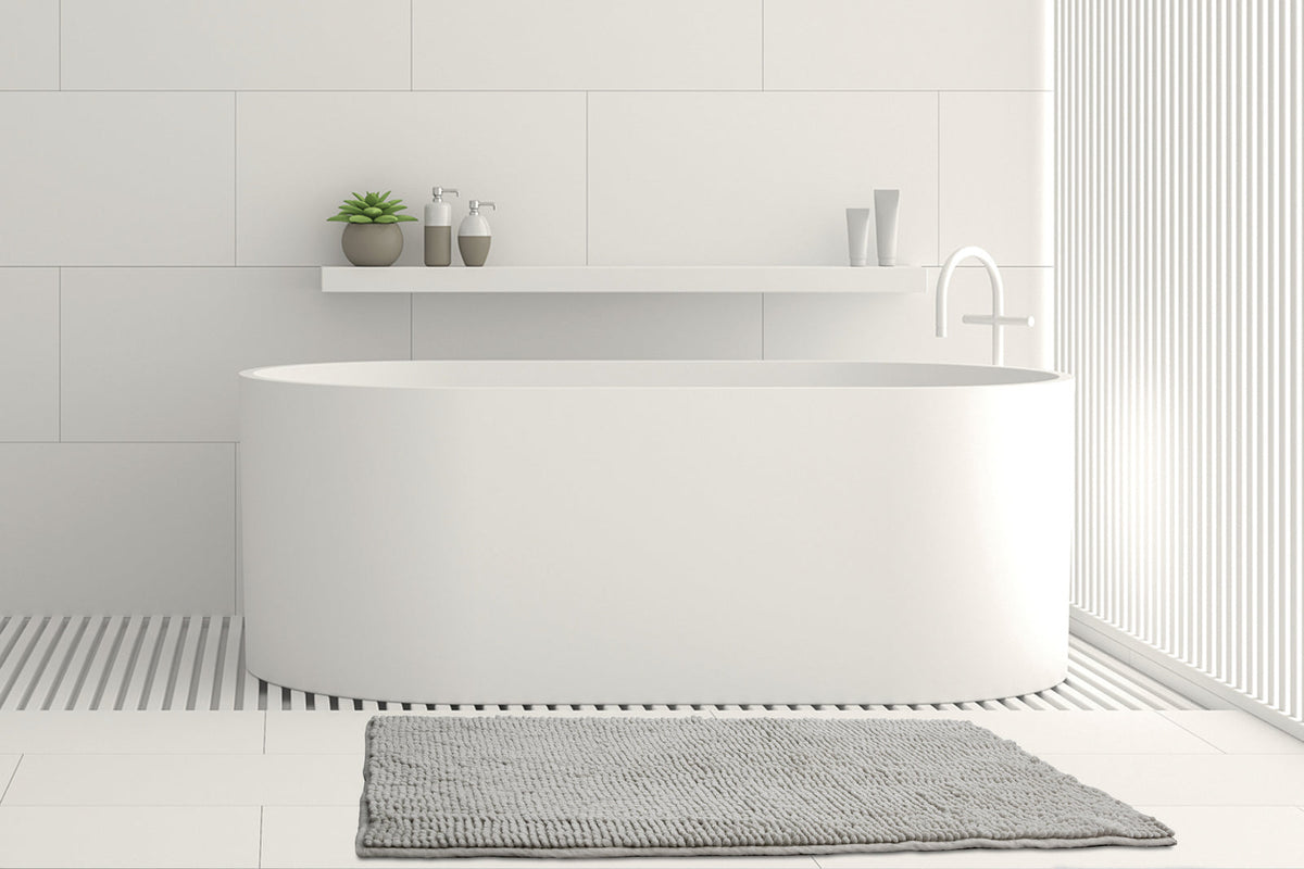 Ardor Algodon Toggle Bath Mats Polyester 50 x 100cm Highly Absorbent 1 Pack — Silver