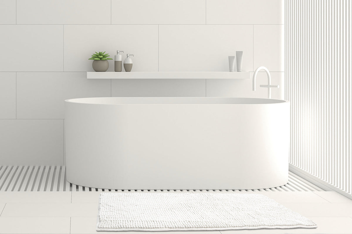 Ardor Algodon Toggle Bath Mats Polyester 50 x 100cm Highly Absorbent 1 Pack — White