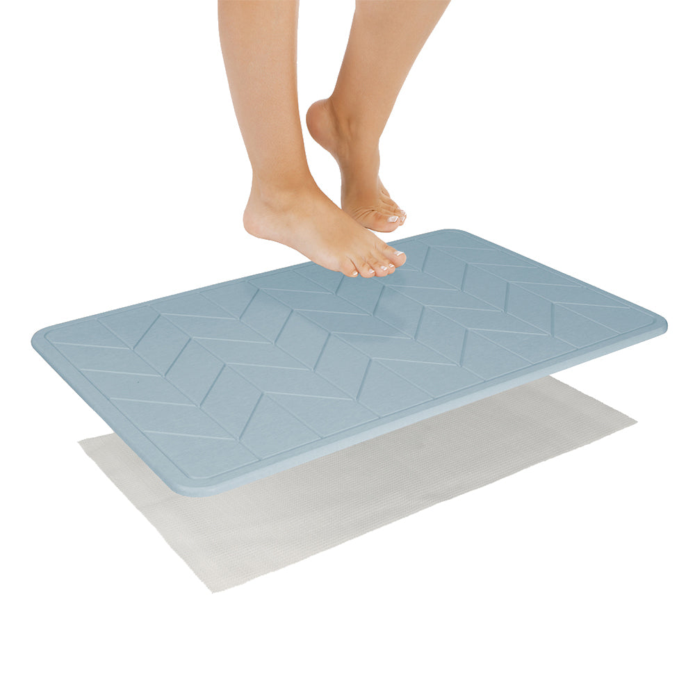 Algodon 60x39cm Bath Stone Mat Mist Moisture Absorbing Bathroom Mat - 1 Pack