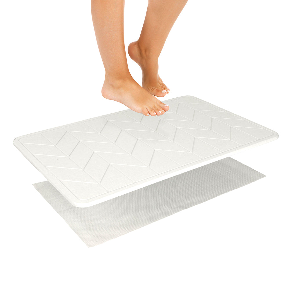 Algodon 60x39cm Dri Bath /Mat Bathroom/Shower Water Absorbing — Natural White