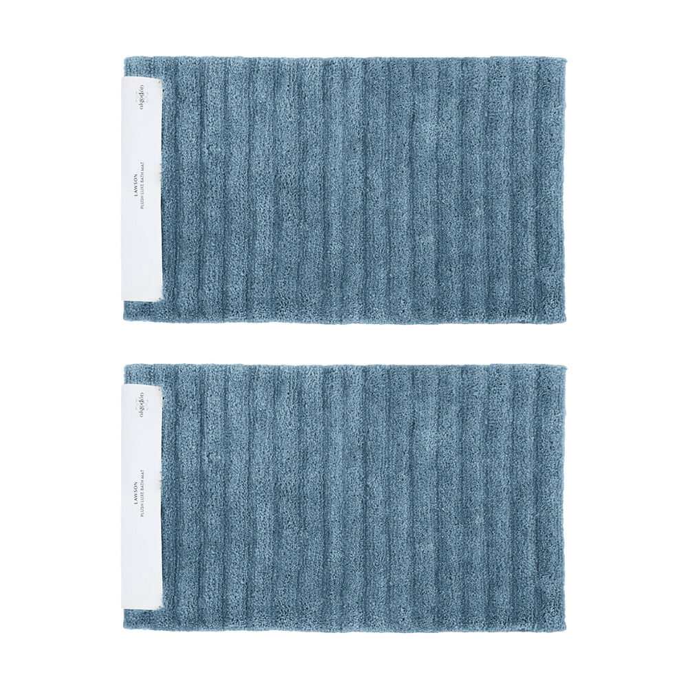 Algodon Polyester Lawson Plush Bath Soft Non-Slip Floor Mat Denim 50x80cm (2 Pack)