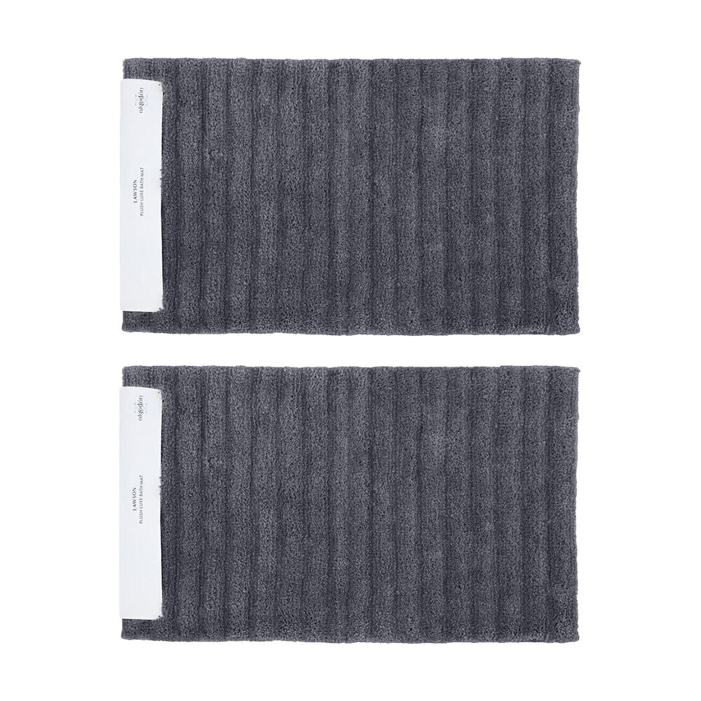 Algodon Bath Runner Non-Slip Soft Floor Mat Lawson Plush Polyester Ebony (2 Pack)
