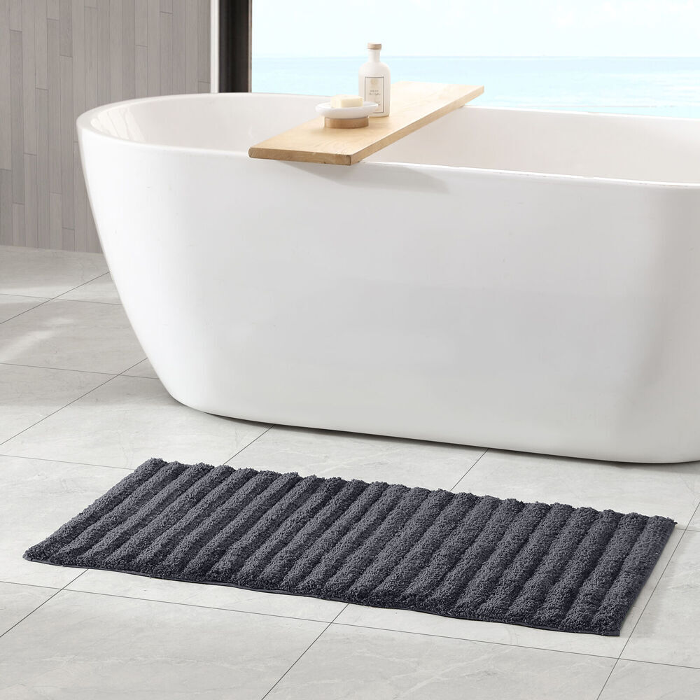 Algodon Bath Runner Non-Slip Soft Floor Mat Lawson Plush Polyester Ebony (2 Pack) — image 3