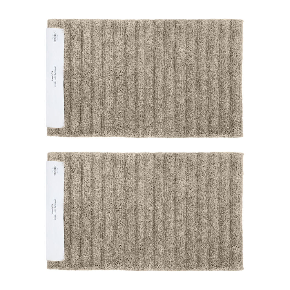 Algodon 50x80cm Bath Runner Non-Slip Soft Mat Lawson Plush Polyester Taupe (2 Pack)