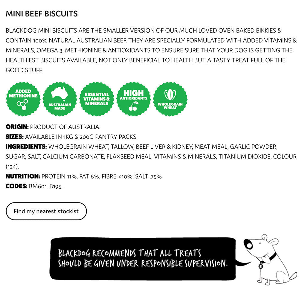 Blackdog 1kg Mini Beef Biscuits Dog/Puppy Pet Healthy Oven Baked Chew Food/Treat — image 3