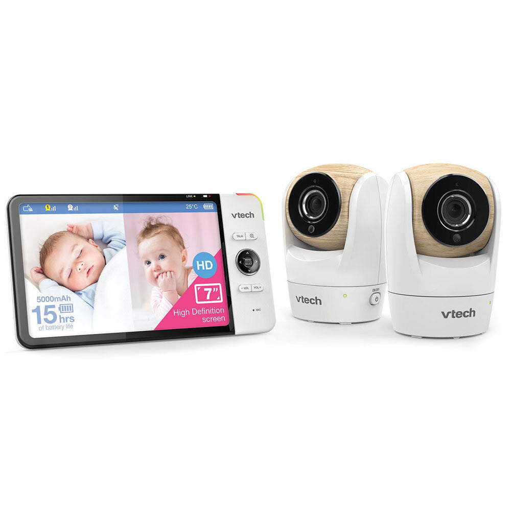 Vtech BM7750HD 18cm HD Pan/Tilt 2- Camera Full Colour Baby Monitor Video & Audio