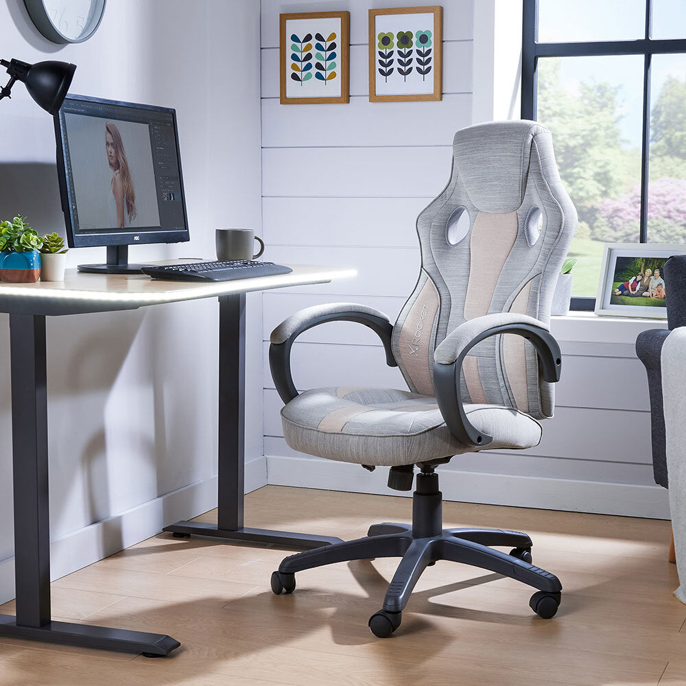 X-Rocker X Rocker Maverick Erganomic Junior Office Gaming Chair Powder/Grey Fabric — image 2