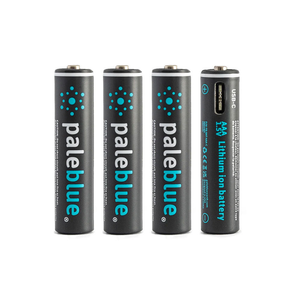 Paleblue Fast Charging Lithium Ion AAA USB-C Rechargeable Batteries (4 Pieces)