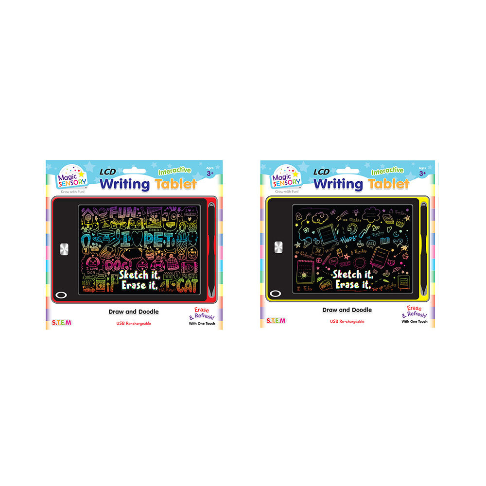 Magic Sensory 8.5" Interactive LCD Writing Tablet Red Pet & Yellow Doodle 3y+