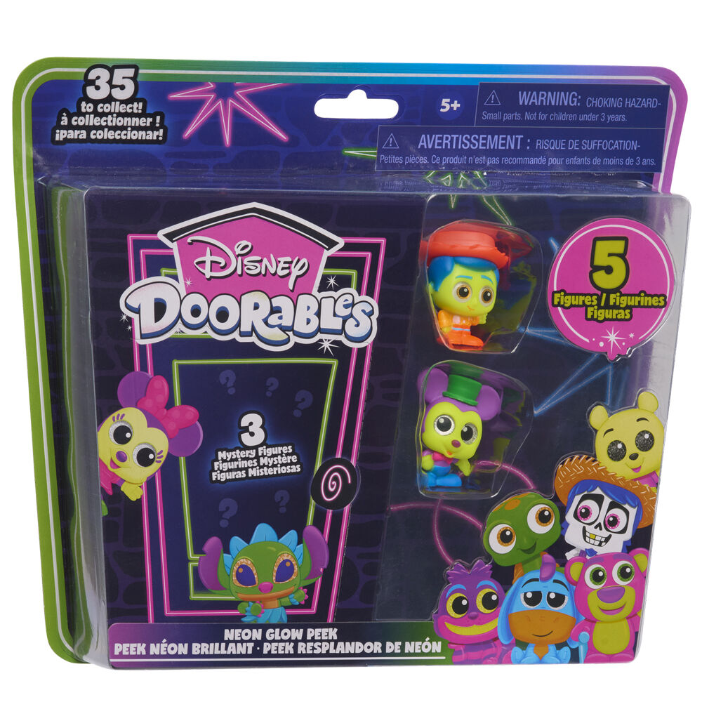 Disney Doorables Neon Glow Peek Kids/Children Interactive Toy Assorted 5+ (5 Pieces)