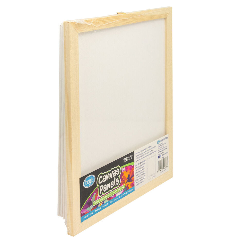 Boyle 10PK Boyle Blank Canvas Panels w/1x Display Frame for Painting 20x25cm (2 Pack) — image 3