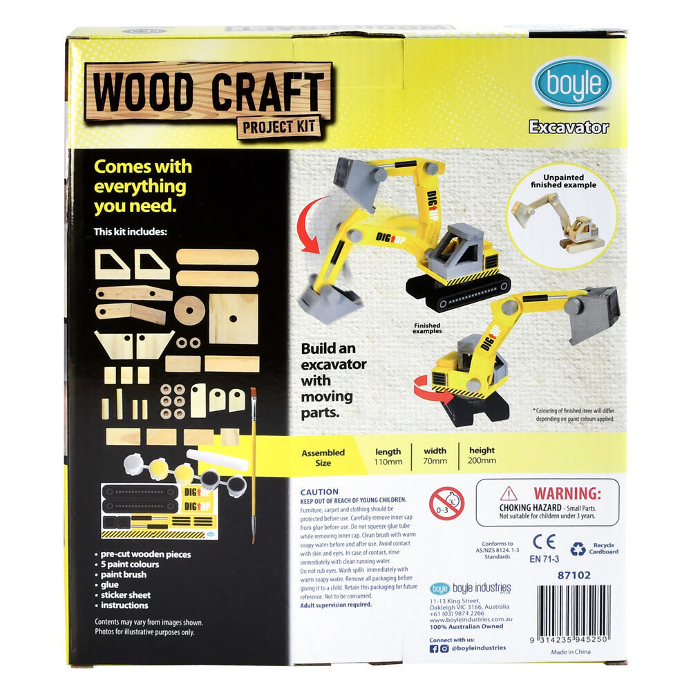 Boyle Wood Craft Project Kit Excavator Kids/Children DIY Build Activity 9y+ (3 Pack) — image 7