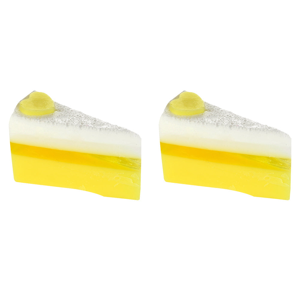 Bomb Cosmetics Lemon Meringue Delight Scented Bath Soap Cake Slice Body Bar (2 Pack)