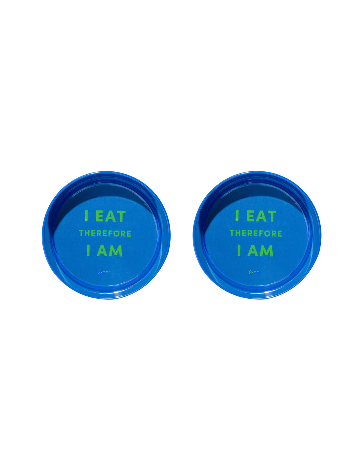 Gummi Melamine Dog Bowl Puppy/Cat Food/Water Pet Feed Container Medium Blue (2 Pack)