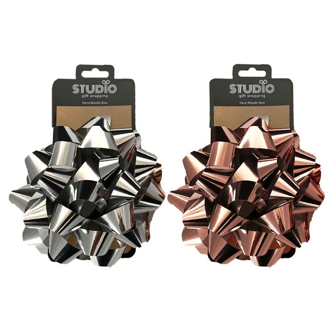 Studio Gift Wrapping 15cm Metallic Bow Assorted Decoration Present Decor (12 Pack) — image 3