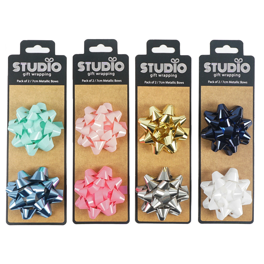 Studio Gift Wrapping 7cm Metallic Gift Bows Home Party Decor Assorted (24 Pieces) — image 3