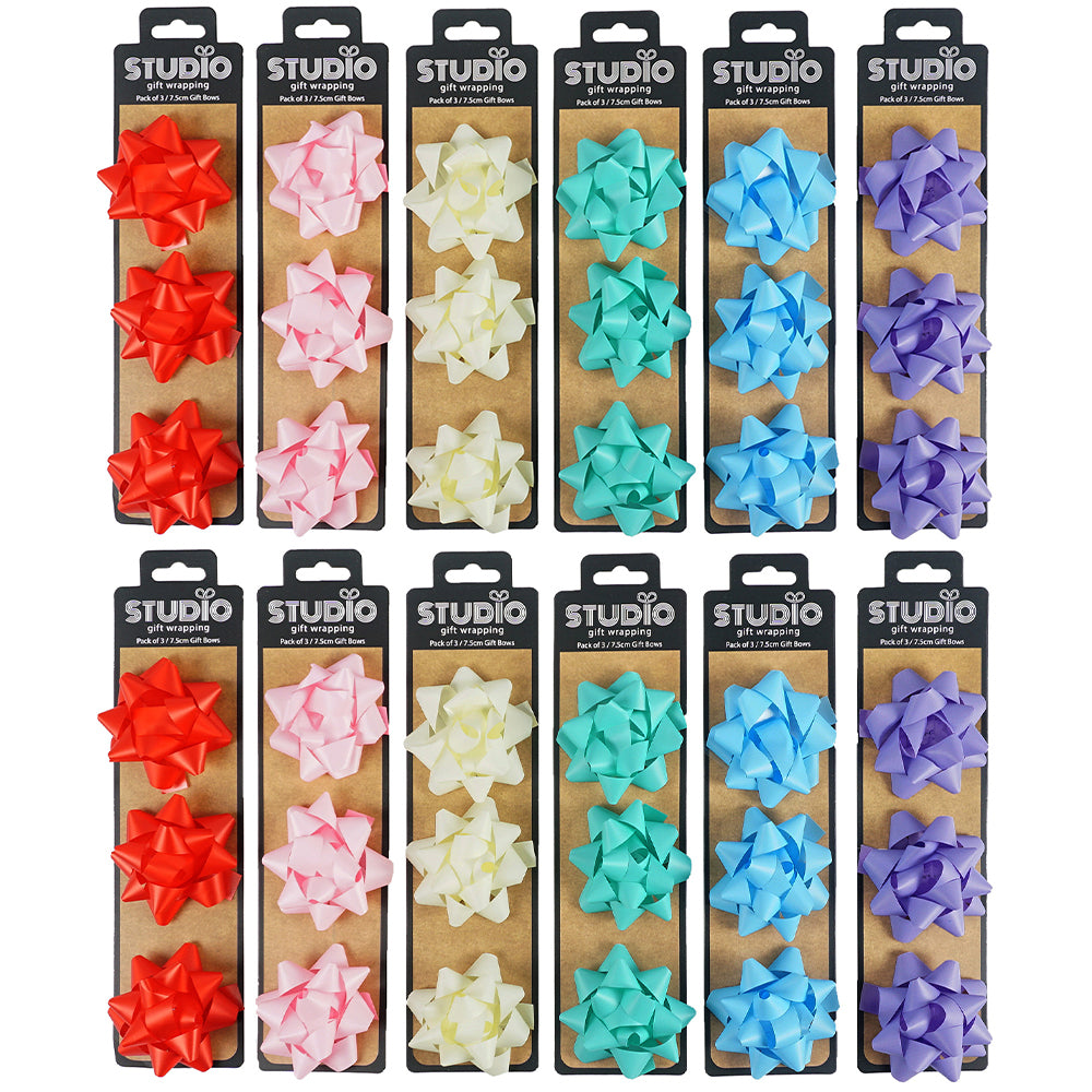 Studio Gift Wrapping 7.5cm Gift Bow Home Party Decor Assorted Colours (36 Pieces)