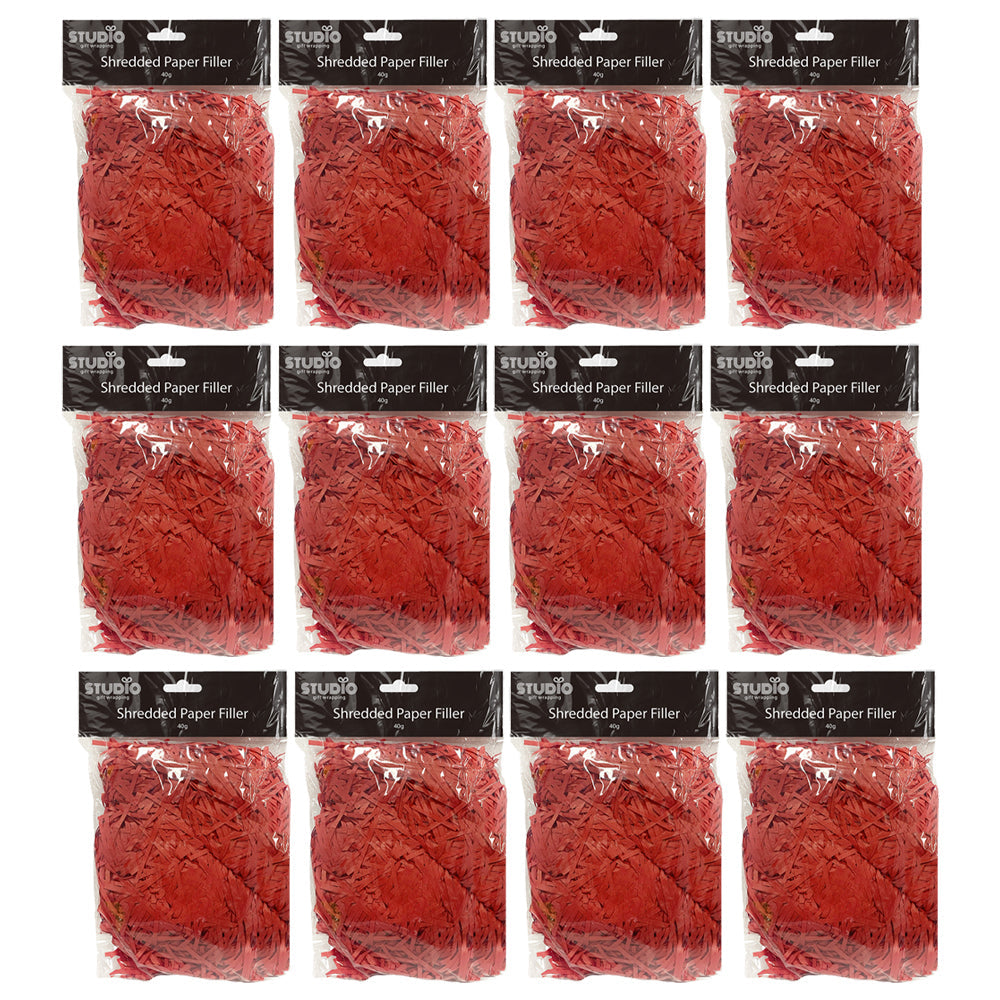 Studio Gift Wrapping 40G Filler/Shredded Paper Red Decoration Present Decor (12 Pack)