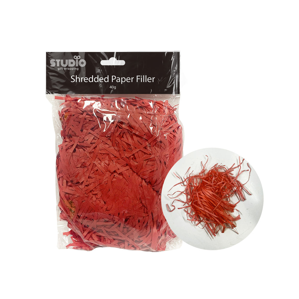 Studio Gift Wrapping 40G Filler/Shredded Paper Red Decoration Present Decor (12 Pack) — image 2