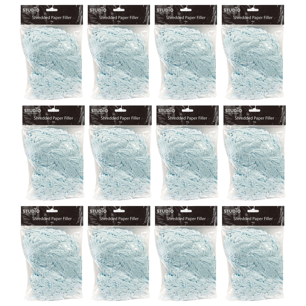 Studio Gift Wrapping 40G Filler/Shredded Paper Blue Decoration Present Decor (12 Pack)