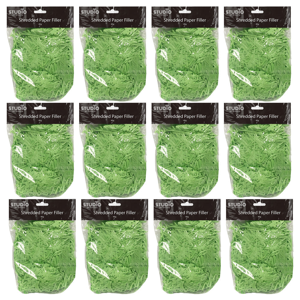 Studio Gift Wrapping 40G Filler/Shredded Paper Green Present Decor (12 Pack)