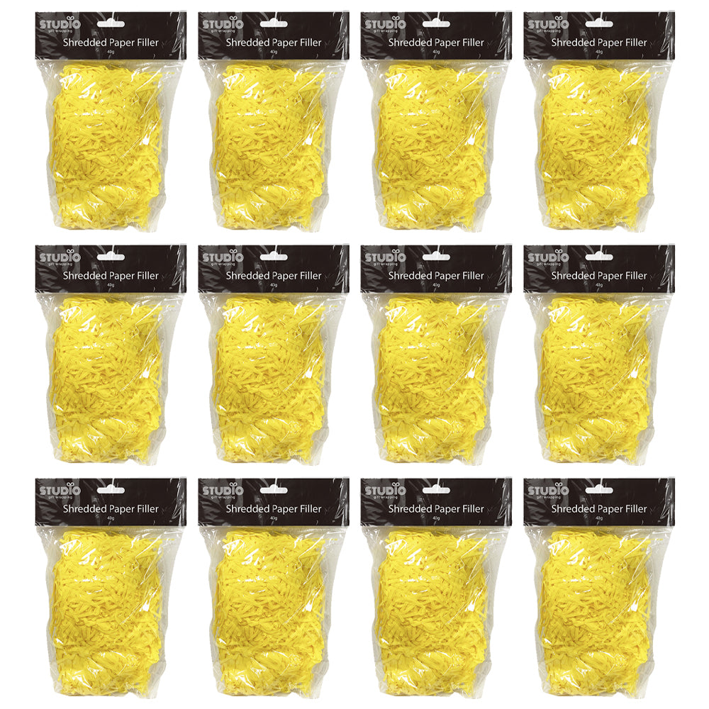 Studio Gift Wrapping 40G Filler/Shredded Paper Yellow Present Decor (12 Pack)