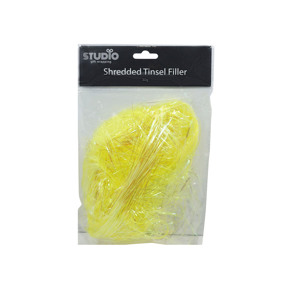 Studio Gift Wrapping 30G Filler/Shred Tinsel Yellow Decoration Present Decor (12 Pack)