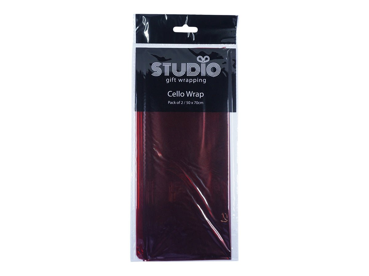 Studio Gift Wrapping Cello Wrap 50x70cm Party Decor Decoration (2 Pieces) — Red