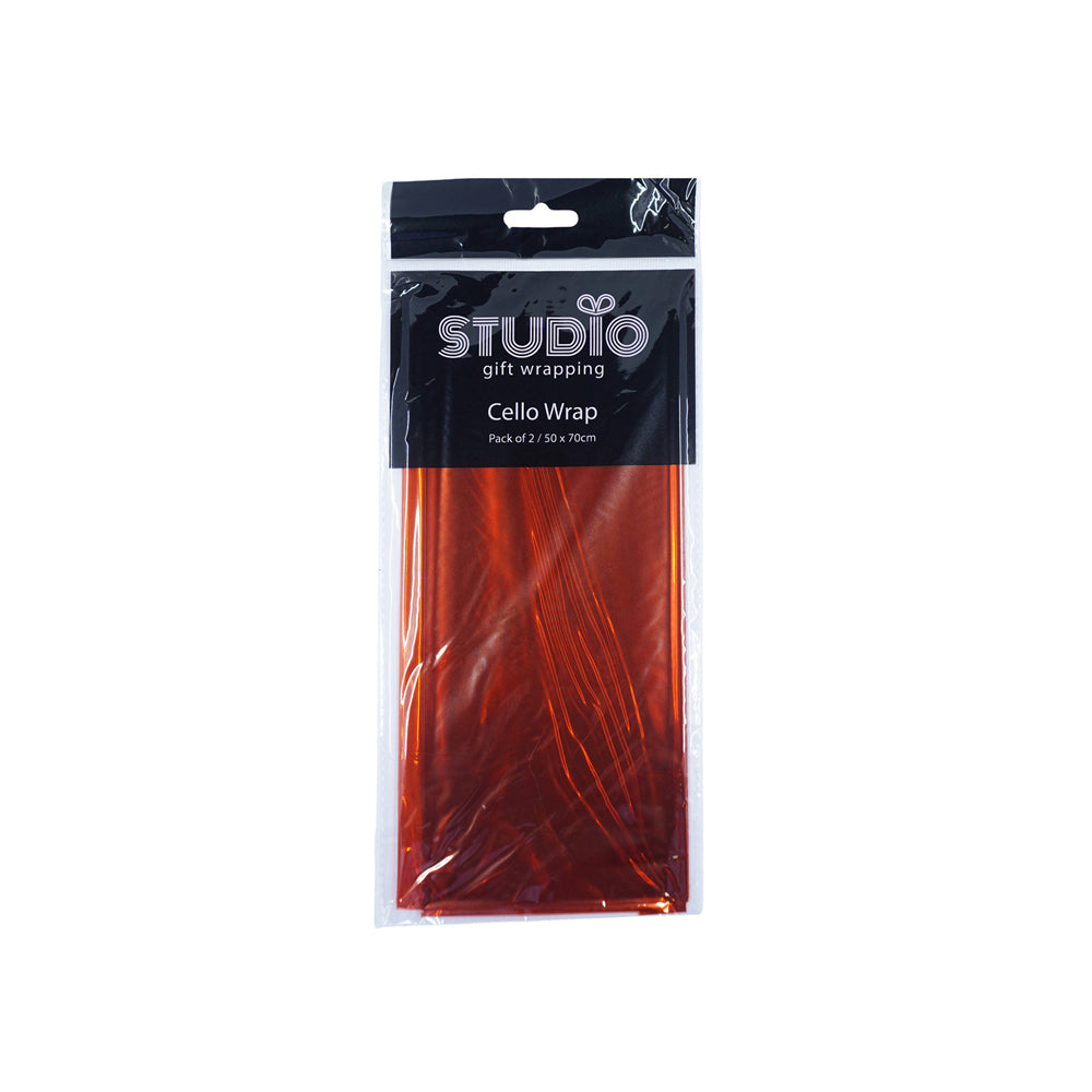 Studio Gift Wrapping Cello Wrap 50x70cm Orange Decoration Present Decor (24 Pieces) — image 2