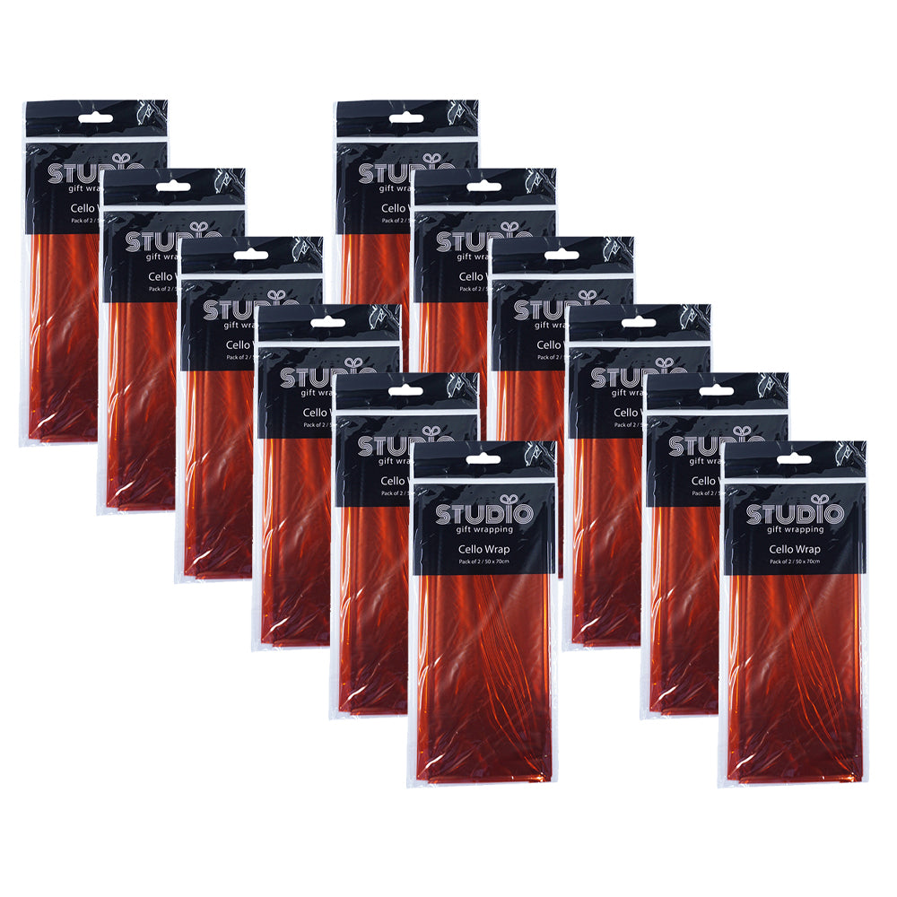 Studio Gift Wrapping Cello Wrap 50x70cm Orange Decoration Present Decor (24 Pieces)