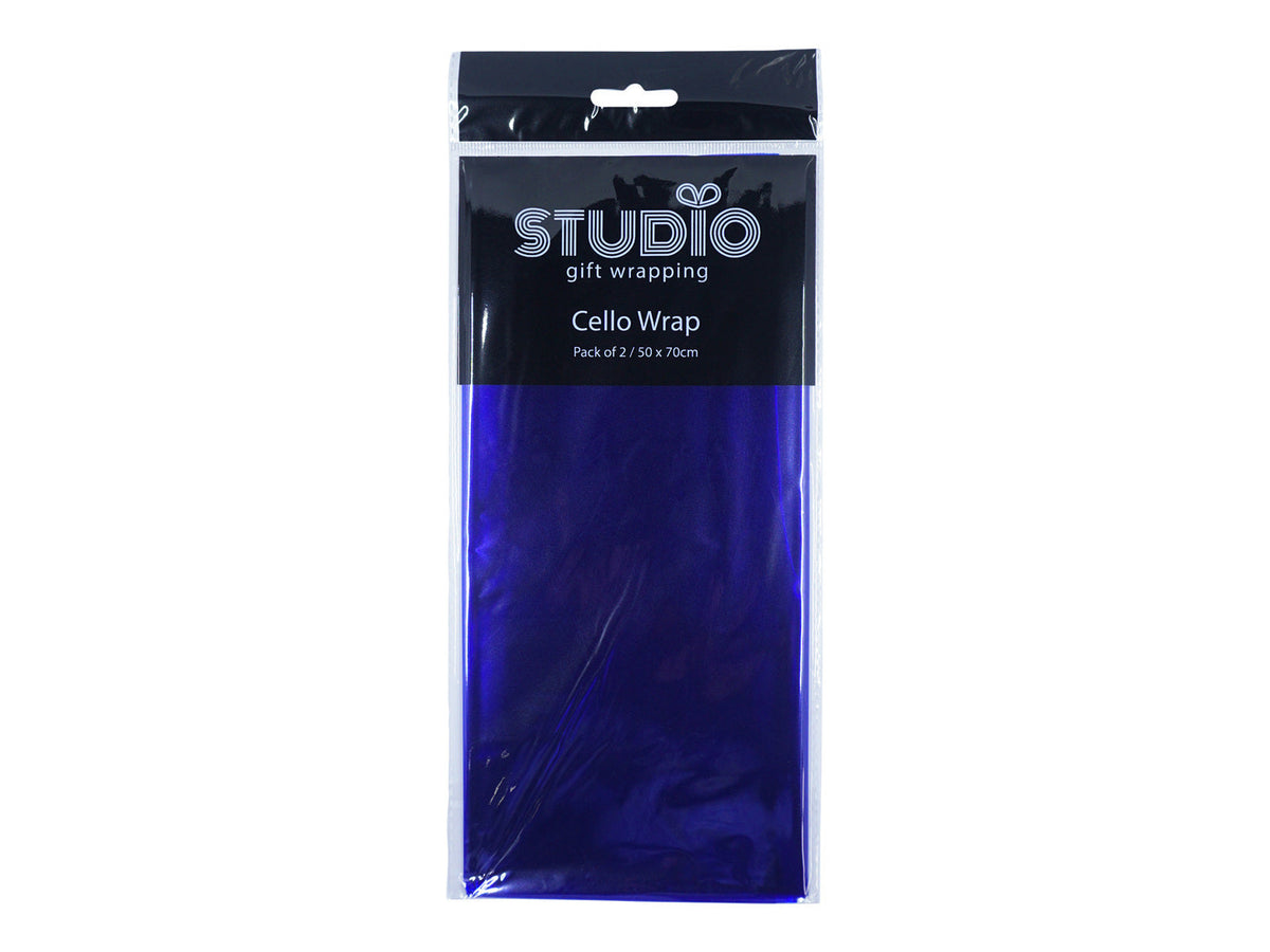 Studio Gift Wrapping Cello Wrap 50x70cm Party Decor Decoration (2 Pieces) — Blue