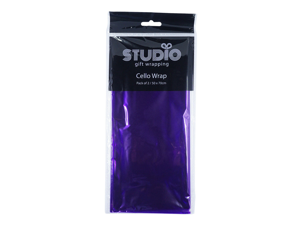 Studio Gift Wrapping Cello Wrap 50x70cm Decoration Present Decor (2 Pieces) — Purple