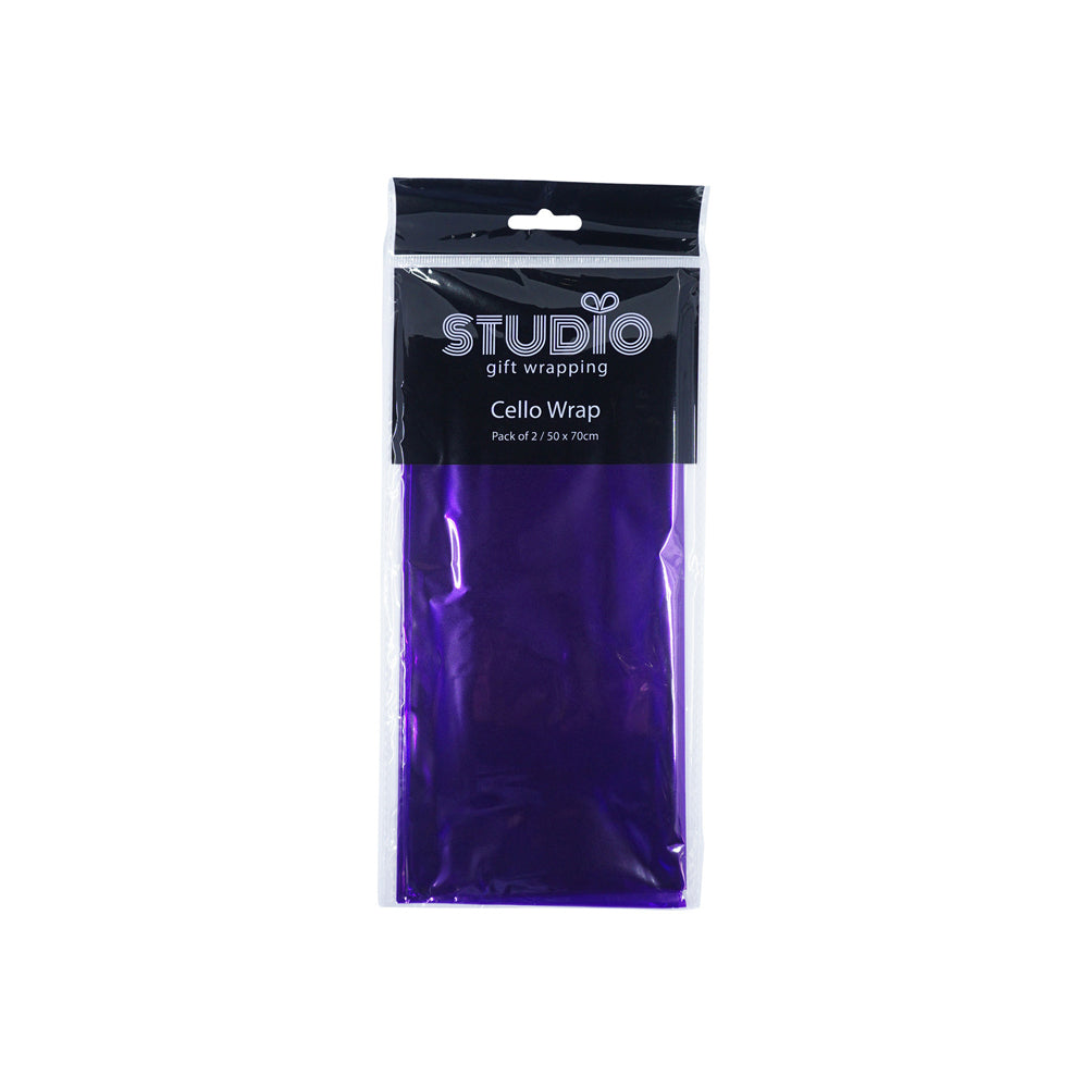 Studio Gift Wrapping Cello Wrap 50x70cm Purple Decoration Present Decor (24 Pieces)