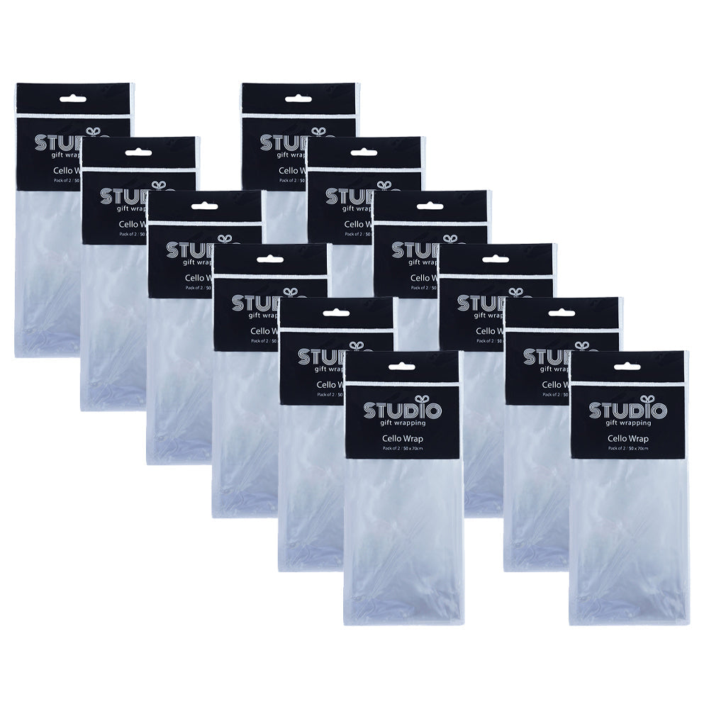 Studio Gift Wrapping Cello Wrap 50x70cm White Decoration Present Decor (24 Pieces)
