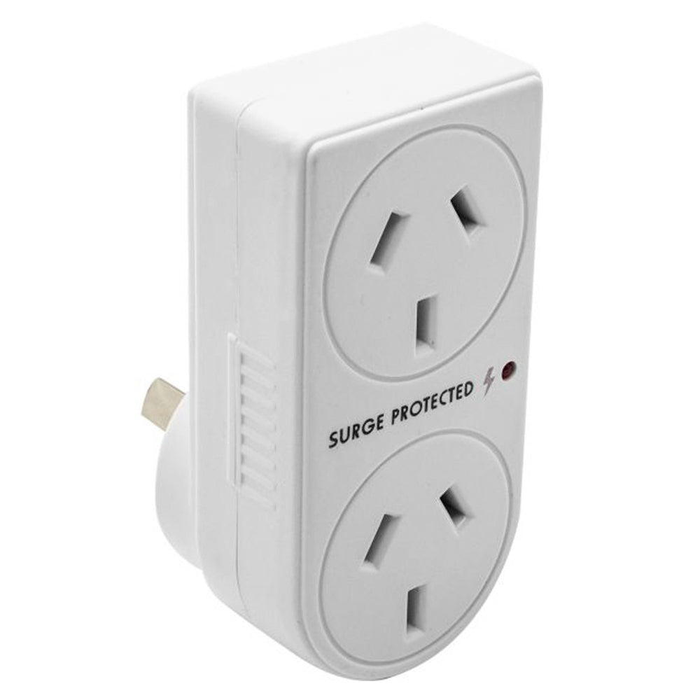 The Brute Power Co. Flat Left Surge Protection Double Adapter - White (2 Pack) — image 3