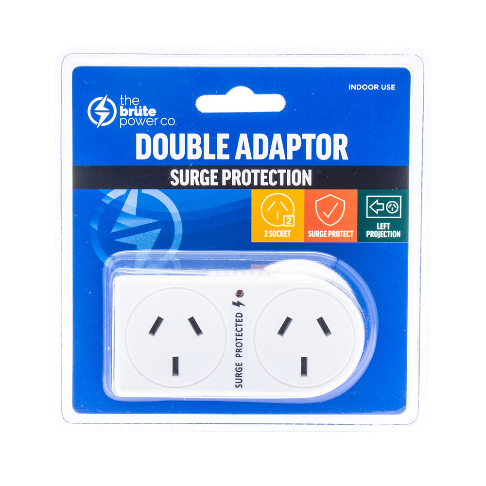 The Brute Power Co. Flat Left Surge Protection Double Adapter - White (3 Pack) — image 2