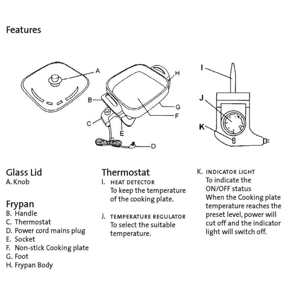 Maxim 29cm Electric Square Frypan/Cooker Non-Stick Coated Thermostat Control — image 3