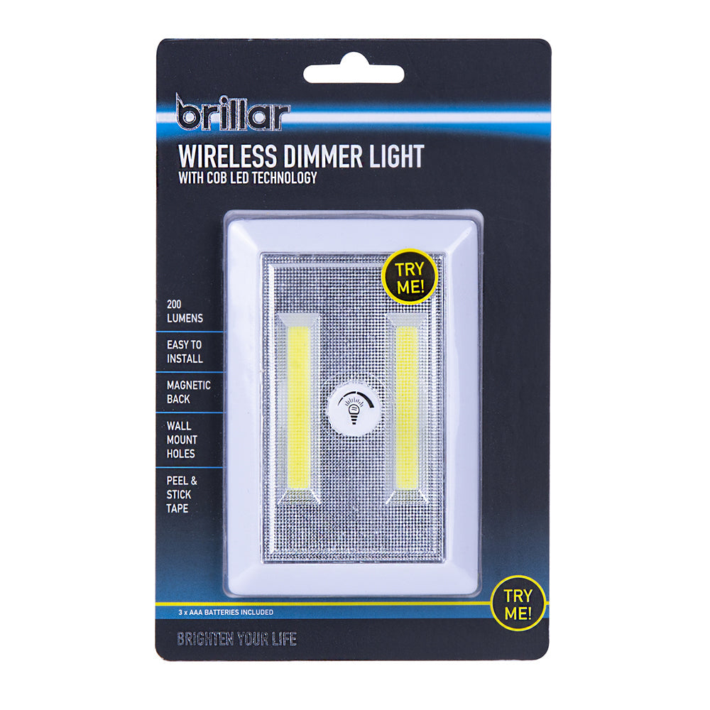 Brillar Wireless Battery Operated w/Cob LED Home/Office Dimmer Light Switch WHT