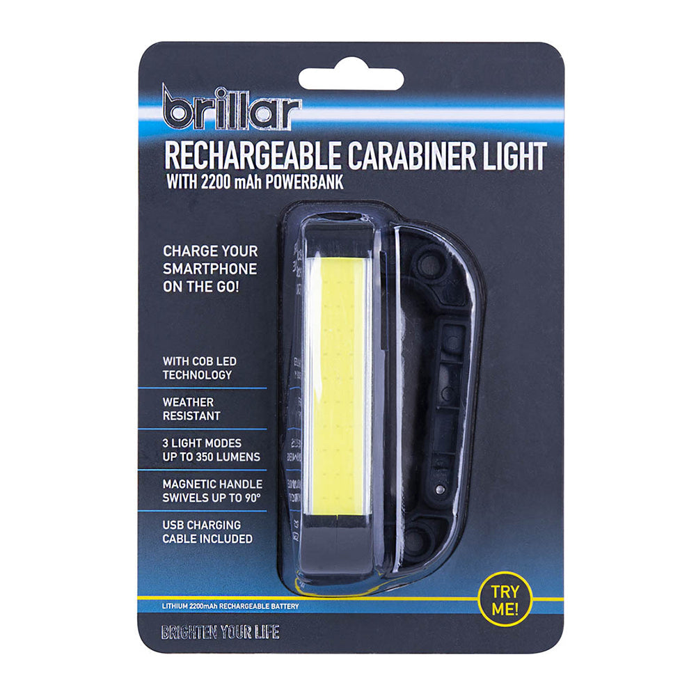Brillar Rechargeable 3-mode Magnetic Handle Carabiner LED Light Powerbank Asstd — image 4
