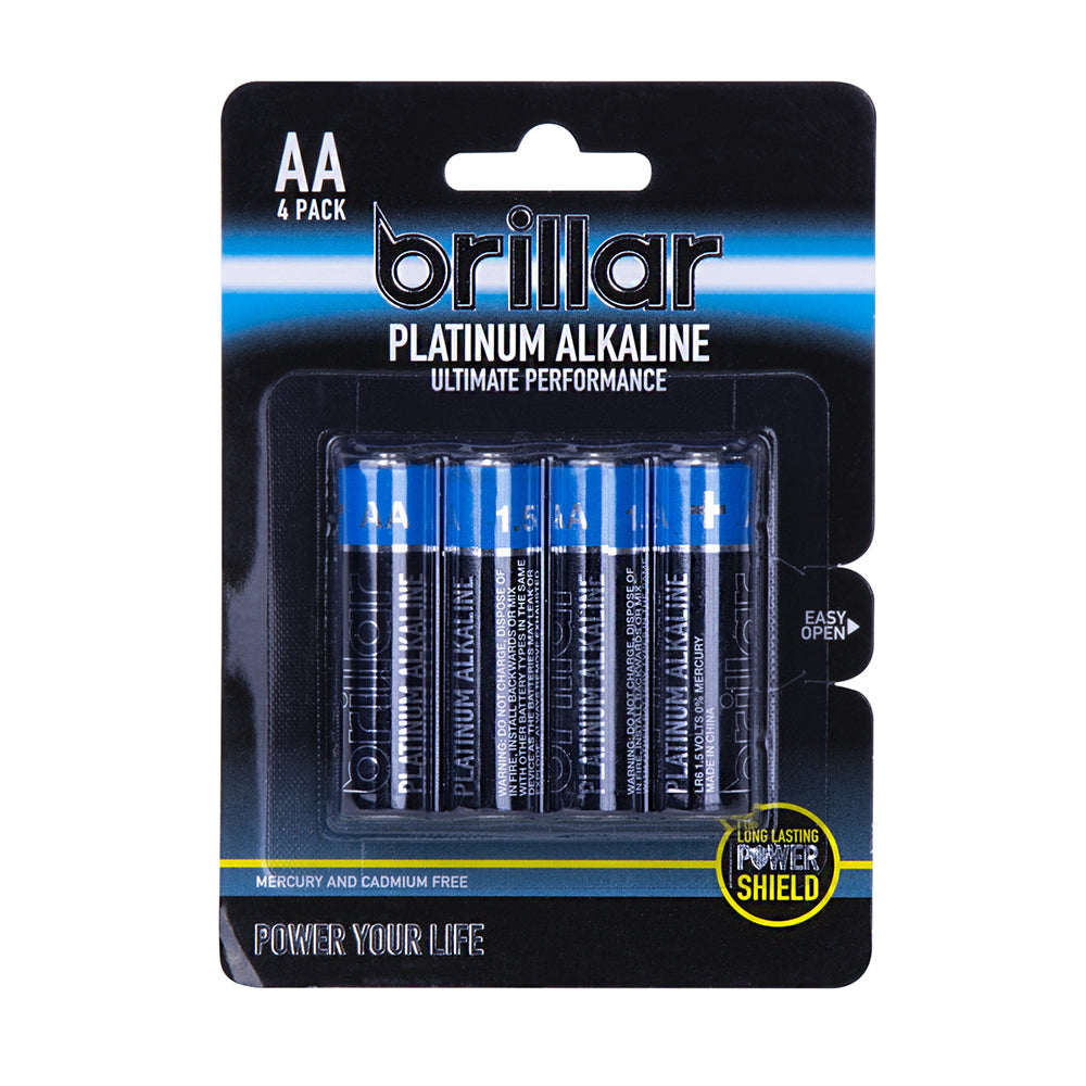 Brillar Multi-Pack AA LR6 1.5v Battery Platinum Alkaline Batteries Blue (4 Pieces)