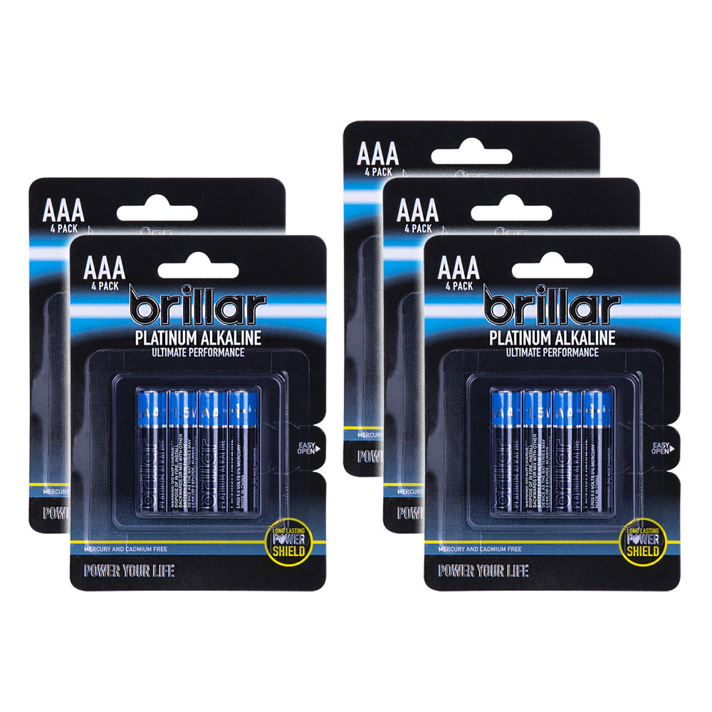 Brillar Multi-Pack AAA LR03 1.5v Battery Platinum Alkaline Batteries Blue (20 Pack)