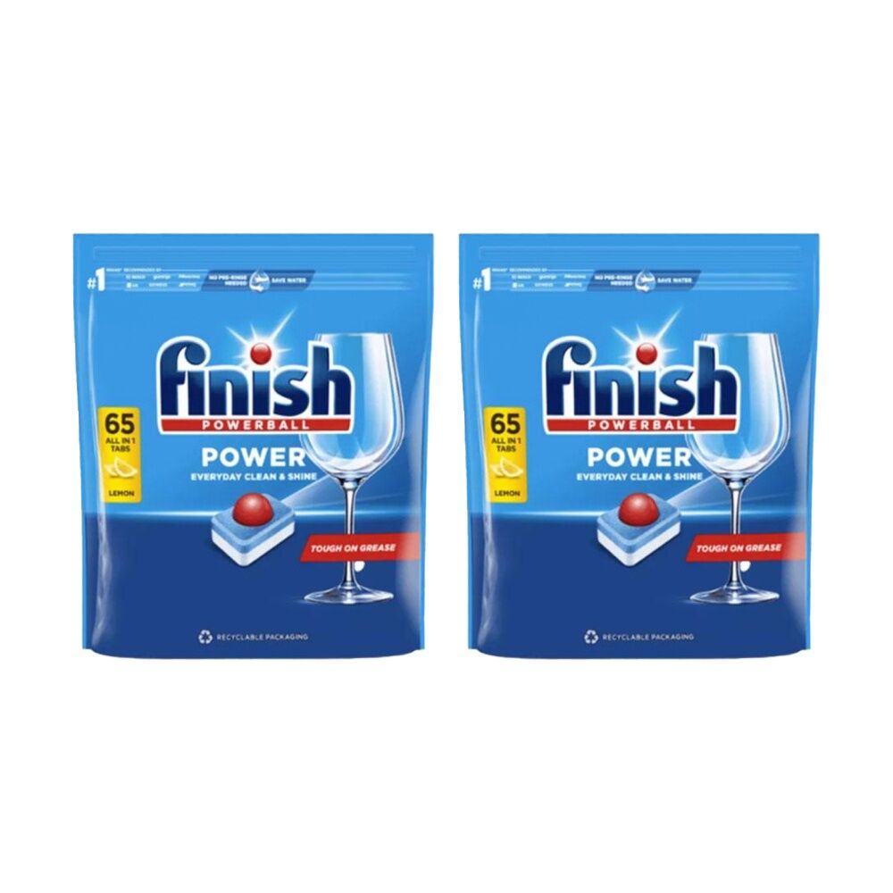 Finish 65pc Finish All In 1 Powerball Dishwasher Cleaning Tablets Lemon (2 Pack)