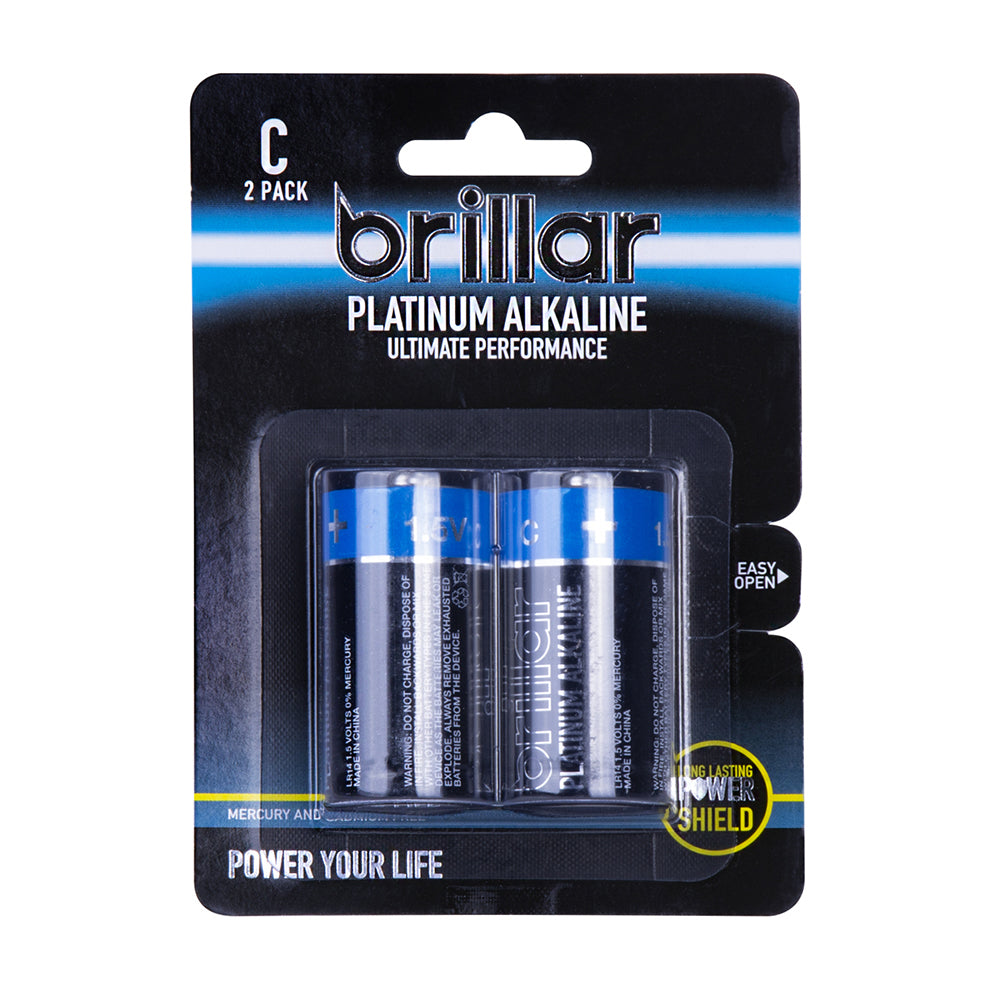 Brillar C LR14 1.5v Platinum Alkaline Batteries - Blue (2 Pieces)