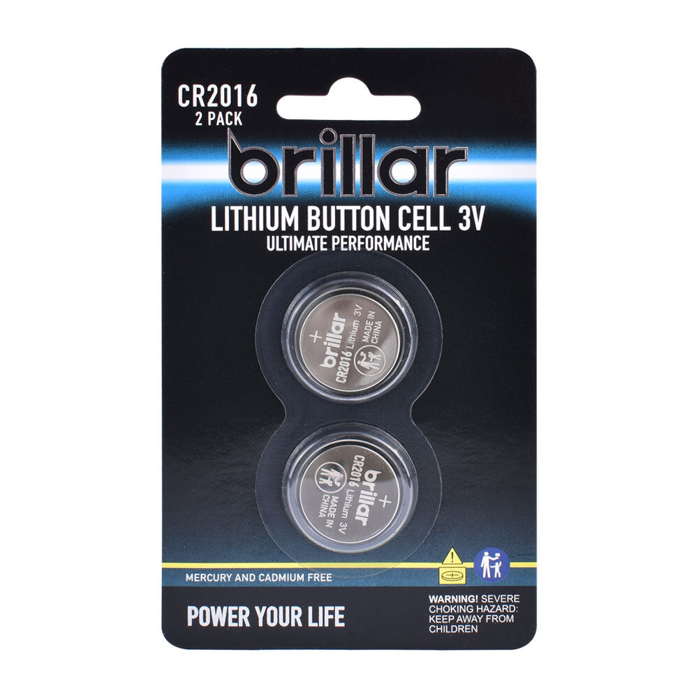 Brillar Lithium Button Cell 3V Long Lasting Coin Batteries - Cr2016 (2 Pieces)