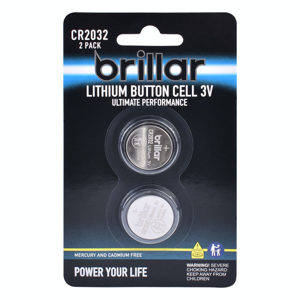Brillar Lithium Button Cell 3V Long Lasting Coin Batteries - Cr2032 (2 Pieces)