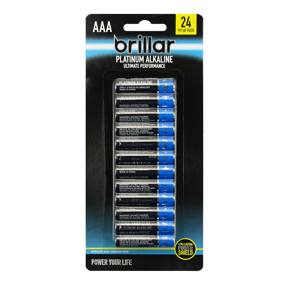 Brillar Multi-Pack Premium Long Lasting Battery Alkaline Aaa Batteries Blue (24 Pieces)