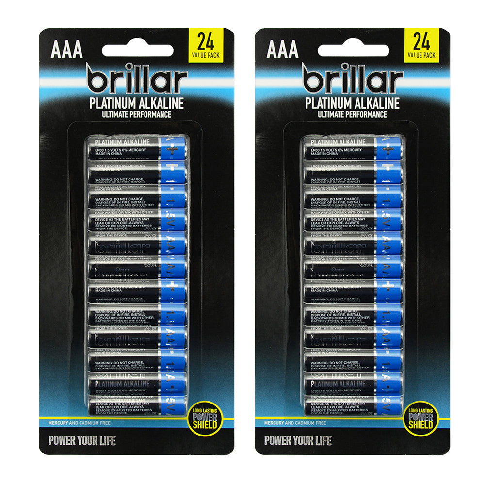 Brillar 24pc Brillar Premium Alkaline AAA Batteries - Blue (2 Pack)