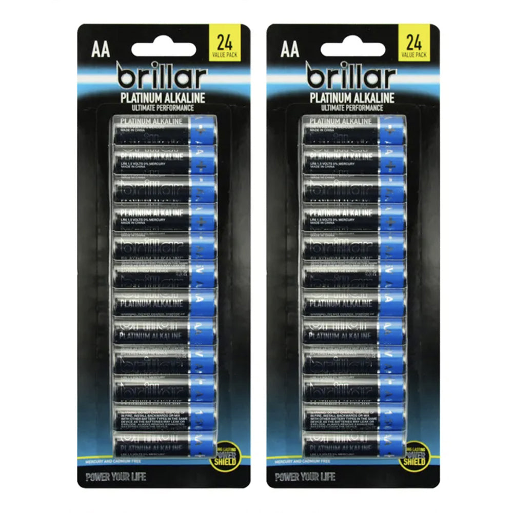 Brillar 24pc Brillar Premium Alkaline AA Batteries - Blue (2 Pack)