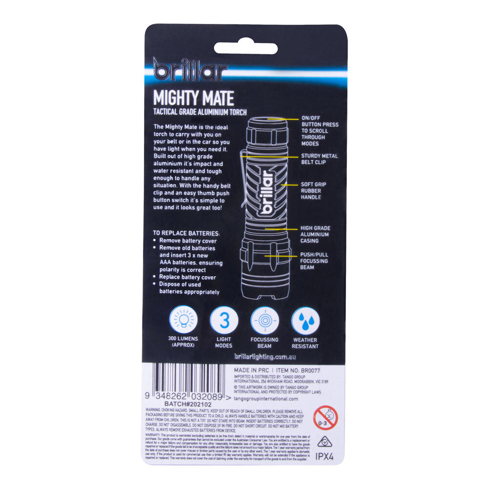 Brillar Mighty Mate - Mini Weather Resistant Flashlight Torch Light 300lm — image 4