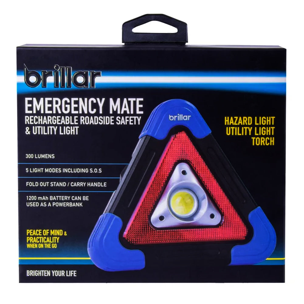 Brillar Emergency Mate 18.8cm Rechargeable Roadside/Utility Light Hazard Torch